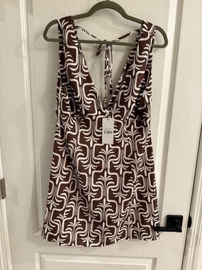 NWT Billie J Boutique Retro Brown + White Dress, Aussie size 12 / US size 8